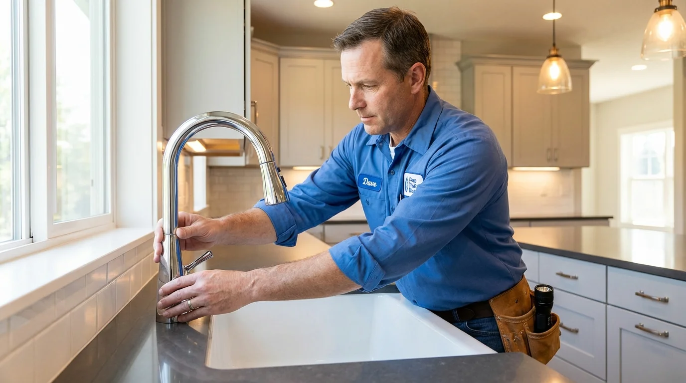 Kitchen faucet installation by Johns Plumbing LLC in East Bridgewater