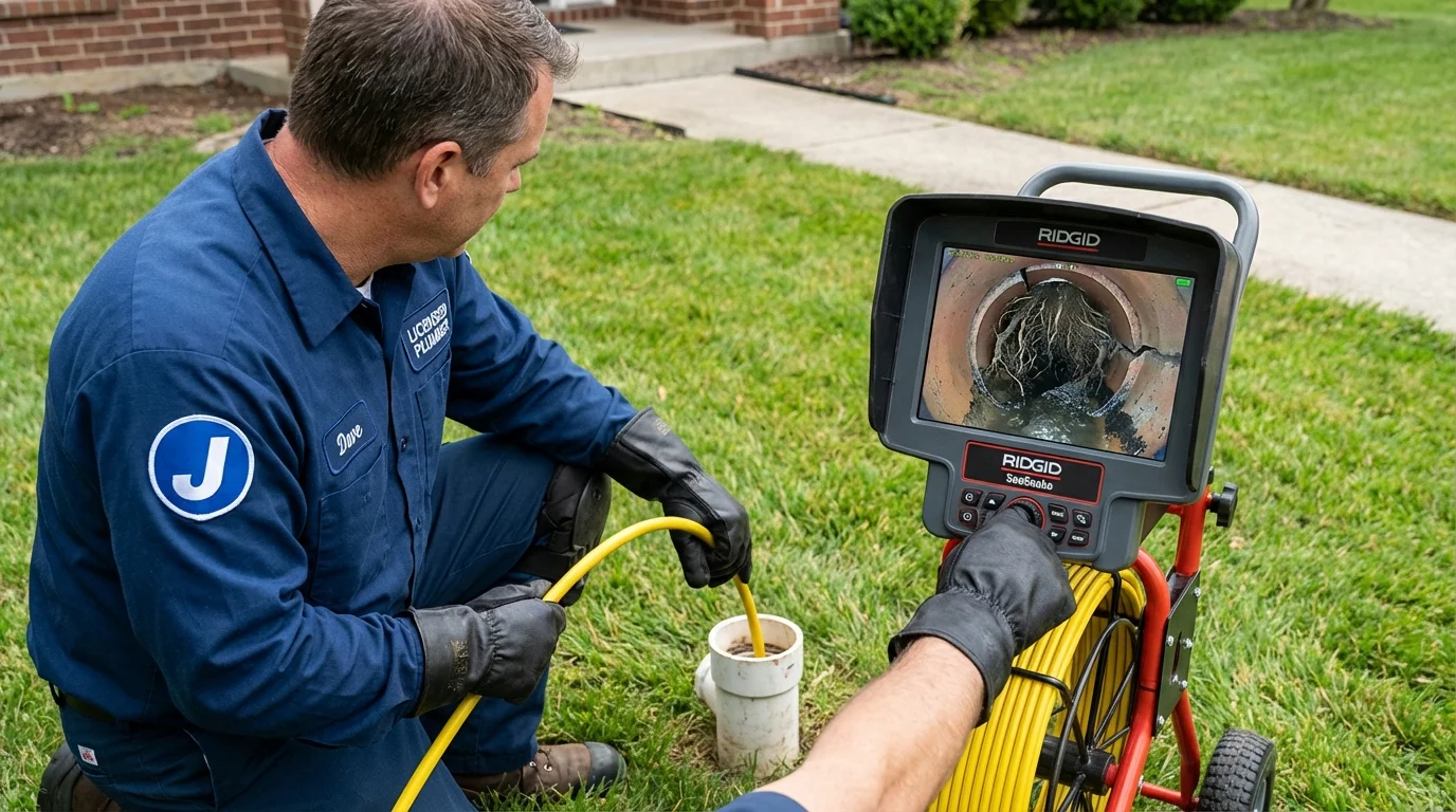 Sewer camera inspection being performed by Johns Plumbing LLC in East Bridgewater